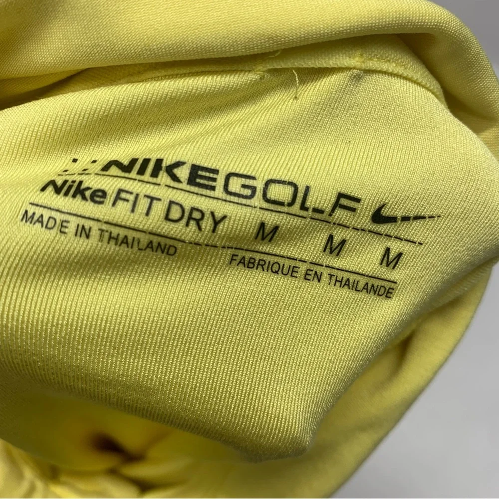 Nike Golf Dri Fit Polo Shirt Men  Medium Yellow Swoosh Stretch Activewear Travel